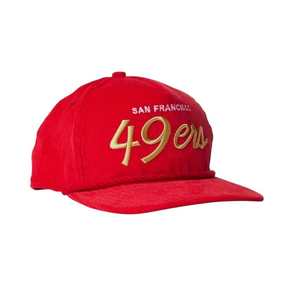 San Francisco 49ers New Era Throwback Corduroy Golfer Snapback Roped Hat Red